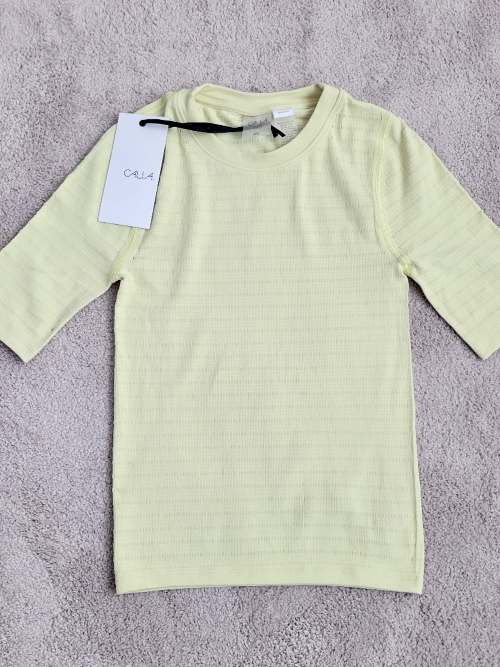 CALIA Women's Focus Seamless Crop Tee Shirt Size XS Fresh Hay